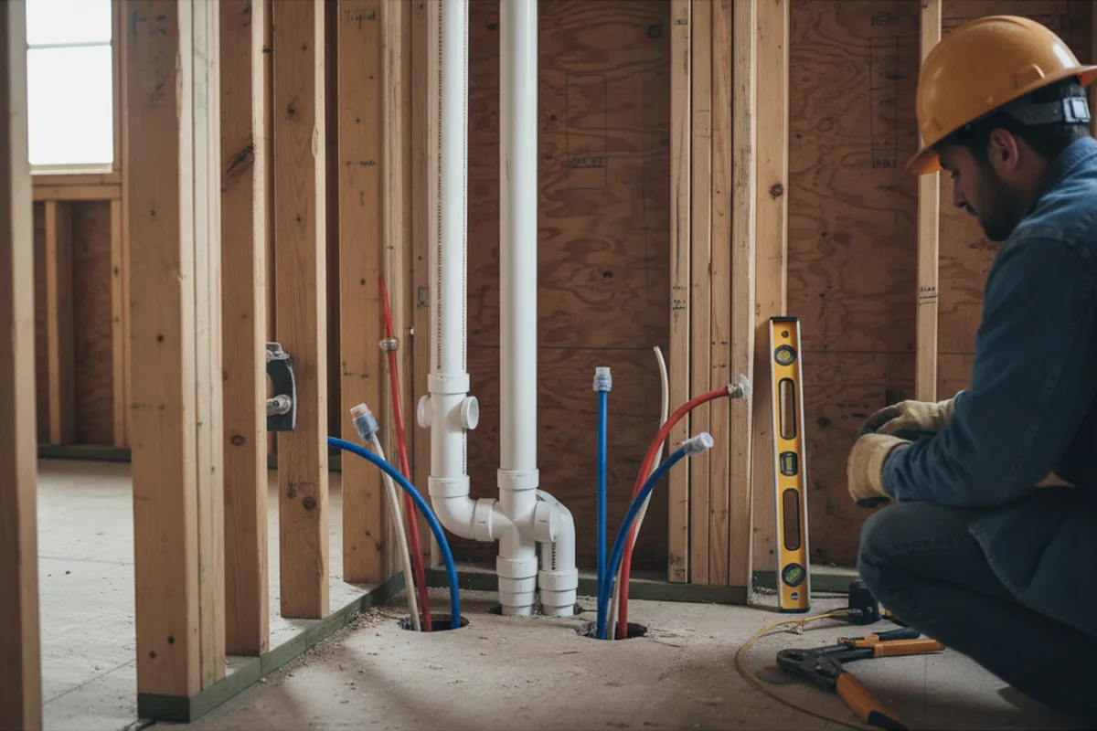 Drain and supply rough-in during Drain Cleaning in Strawn